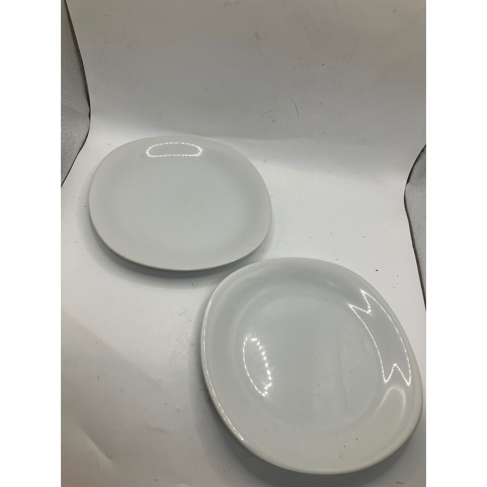 Tempo Ranmaru Japan White Plates‎ Set of 2 Fine Stoneware Kitchen Dinnerware